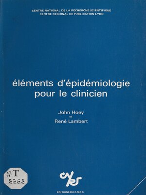 cover image of Éléments d'épidémiologie pour le clinicien
